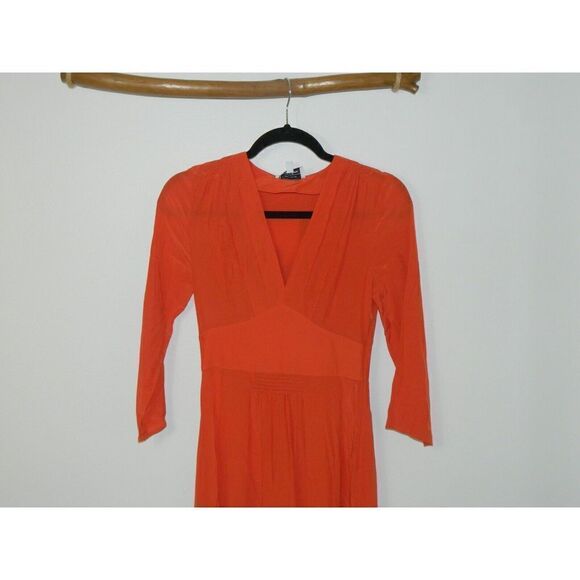 & Other Stories Dress Women's Size 0 Orange V Neck Midi Dress - Picture 8 of 14